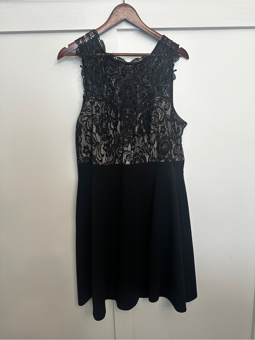 Black Lace Illusion A-Line Sleeveless Dress